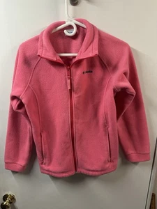 Columbia Fleece Jacket Girls Size Xl Pink Full Zip Pockets Youth - Picture 1 of 6