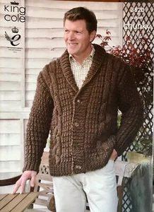 King Cole Super Chunky Knitting Pattern 3820 Men's Jacket & sweater - Picture 1 of 2