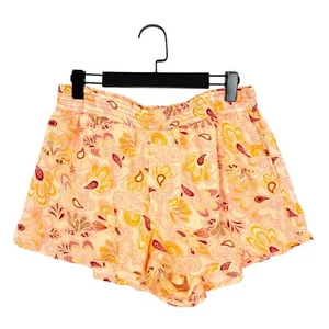 Zara Pink Orange Paisley Cotton Summer Shorts - Size L - Picture 1 of 13