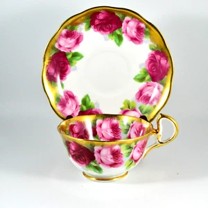 Royal Albert Country Rose Teacup Pink Cabbage Roses Gold Trim England 1939 - Picture 1 of 11