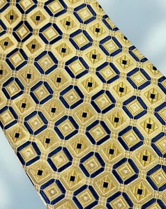 Corbata ancha para cuello de seda Club Room 58”x3,75” amarillo azul nueva de Charter Club - Imagen 1 de 5