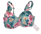 Shade & Shore Floral Bikini Top Size 32DD Padded Underwire New with Tags Swim
