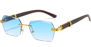 ✅✅AIEYEZO Retro Rimless Sunglasses Rectangle Vintage Frameless✅✅ - Picture 1 of 5