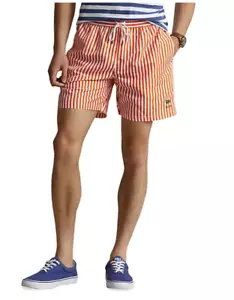 Polo Ralph R.L.Y.C Lauren Club Striped Swim Trunks Orange White ( XL ) - Picture 1 of 6