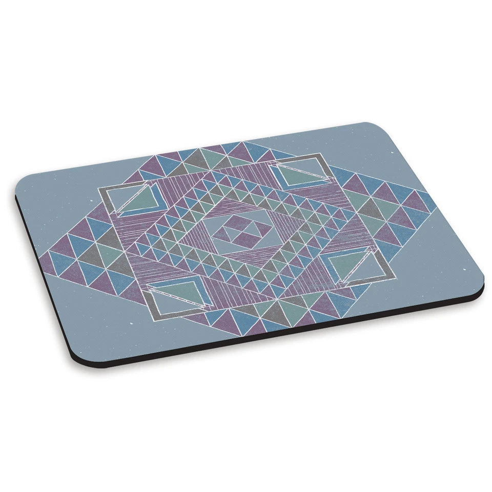 GEOMETRIC TRIANGLES PC COMPUTER MOUSE MAT PAD - Blue Aztec Teal Pattern - Image 1 of 1