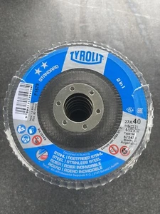 FLAP DISC TYROLIT 572473 (2 In 1)For Stainless Steel 4 1/2”x22.23 Z40 Qty10 - Picture 1 of 3