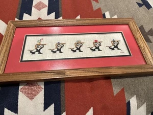 VTG Signed AF 1988 Vintage School Desk Cross Stitch completed finished FRAMED - Picture 1 of 6