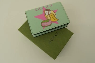 Auténtico Gucci Bananya Daifuku Estrella Clip Doble Cartera Cuero Anime Gato con Caja Foto 1 de 4
