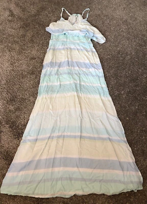 Maxi vestido informal para mujer Lauren Conrad a rayas talla mediana abertura lateral Foto 1 de 4