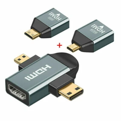 Cablecc 3 Stück/Set Micro Mini HDMI auf HDMI 1.4 Buchse 2-in-1 Adapter 4K@60hz - Bild 1 von 4