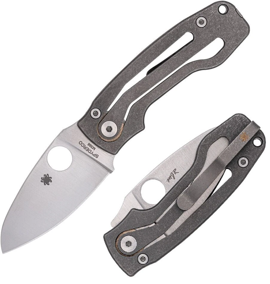 SPYDERCO PITS 2 Split 6AL-4V Titanium M398 Steel 6.45" C269TIP Factory Second