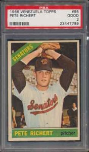 1966 Venezuela Topps Venezuelan Pete Richert #95 Washington Senators PSA 2