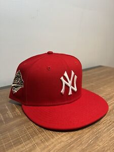 New York Yankees Hat Fitted 7 1/8 Red New Era 1996 World Series Patch