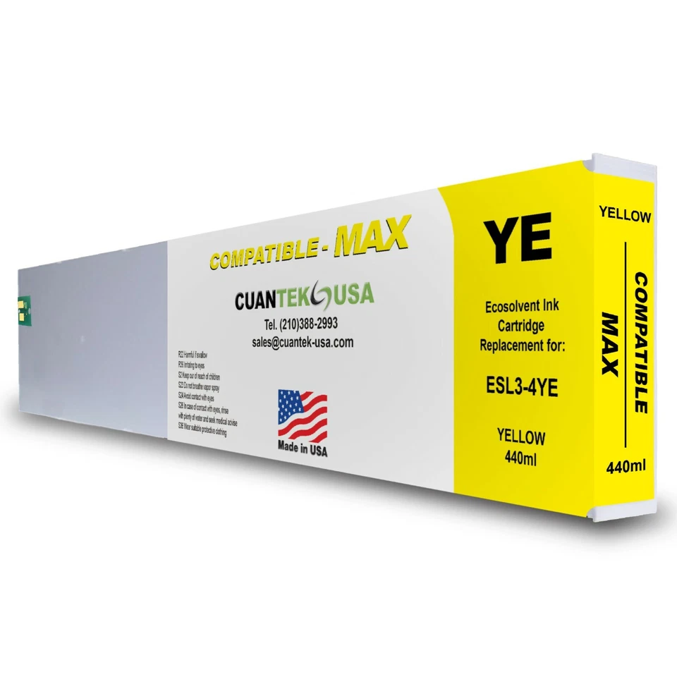 Roland Ecosol MAX compatible YELLOW ink 440ml cartridge ESL3-4YE *MADE IN USA - Image 1 of 1