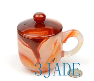 Handgeschnitzter Karneel-Kaffeetasse/Roter Achat Edelstein Teebecher/Tasse mit Deckel - Bild 1 von 8