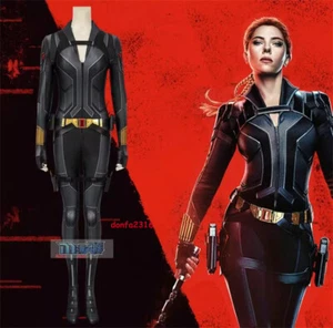 Black Widow Natasha Romanoff Cosplay Costume Jumpsuit Full Set Outfit Halloween - Picture 1 of 10