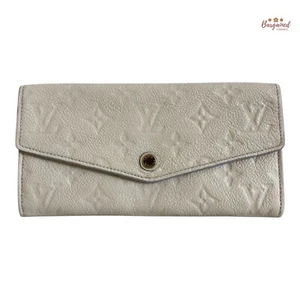 Auténtica Cartera Louis Vuitton Crema Monograma Empreinte Curieuse Larga Doble Plegable - Imagen 1 de 14