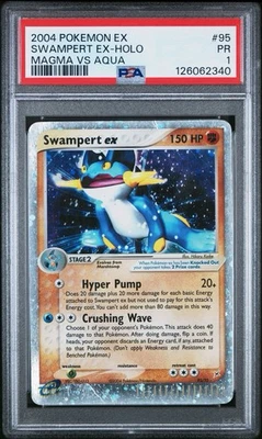 PSA 1 Swampert EX 95/95 Team Magma vs Team Aqua Holo E Reader 2004 Pokemon PR - Image 1 of 2