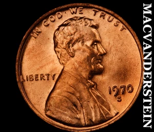 1970-S Large Date Lincoln Memorial Cent-Choice Gem BU Red No Reserve #KLB2371 - Bild 1 von 2