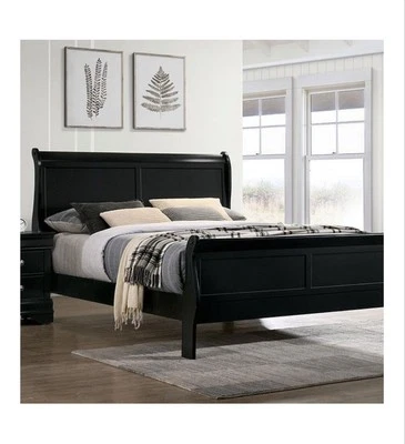 Crown Mark Louis Philippe BLACK Full Sleigh Bed, Queen Size - Image 1 of 3