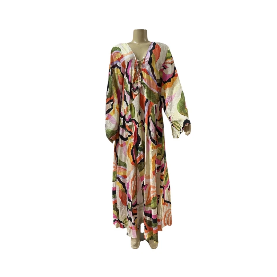 H&M Kaftan Long Maxi Dress Womens Large Bloggers Favorite Boho Oversized Hippie - Image 1 of 4