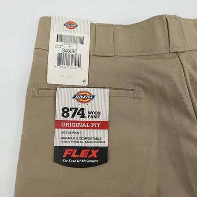 Pantalones de Trabajo Dickies 874 Ajuste Original Flex 34x30 Caqui Nuevos Para Hombre Foto 1 de 4
