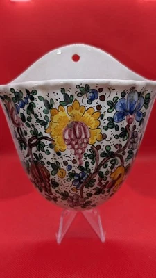  M.C. Colgador de pared de flores Magnanelli Ceramiche Gubbio Italia hecho a mano/pintado 224  Foto 1 de 4