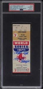 Johnny Bench Signed Baseball 1975 World Series Game 7 Ticket PSA/DNA Certified 9 - Picture 1 of 3