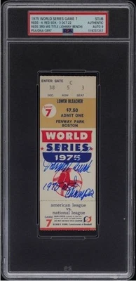Johnny Bench Signed Baseball 1975 World Series Game 7 Ticket PSA/DNA Certified 9 - Image 1 of 3