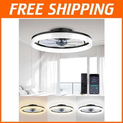 Black Ceiling Fan for Bedroom & Living Room, Remote Control - Image 1 of 4