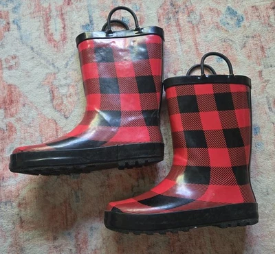 Детские дождевые сапоги унисекс буйвол клетчатый красный молодежный размер 2 дождевики - Изображение 1 из 4