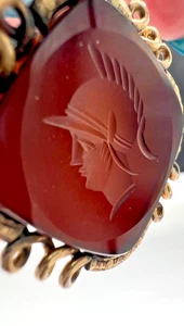 Victorian Watch Chain Sard- Intaglio Roman Soldier Fob - Picture 1 of 7