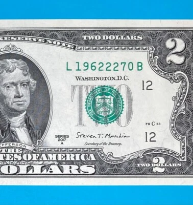 1962 February 27 : L 19622270 B BIRTHDAY Note $2 Two Dollar Bill *UNC* - Image 1 of 3