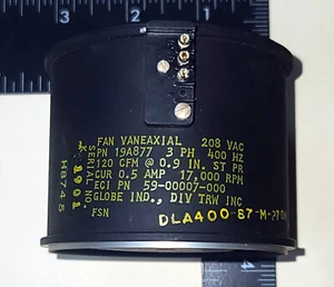 19A877 GLOBE FAN 208VAC/3PH/400HZ NEW OLD STOCK - Picture 1 of 5
