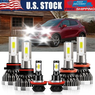 Combo de 6 bombillas LED de haz alto bajo + luz antiniebla 6000 k para Buick Encore 2014 Foto 1 de 4