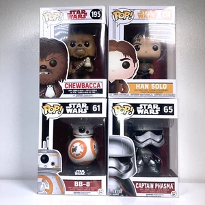 Funko Pop! 4 x Boxed Star Wars Vinyl Figures Bundle 61 65 195 238 Han Solo BB-8 - Picture 1 of 11