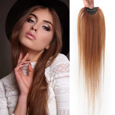 Pieza de clip 100 % cabello humano liso/rizado relleno sin costuras complemento flequillo topper Foto 1 de 4