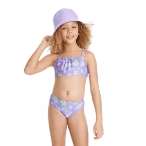 Girls 3pc Happy Daisy Swimwear Set with Bucket Hat art class Lavender Size S - Picture 1 of 4