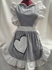 RETRO VINTAGE 50s STYLE FULL APRON with HEART SHAPED TOP & POCKET (VALENTINES)