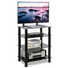 4-Tiers Media Stand Compontent Shelf Audio Video Tower Tempered Glass