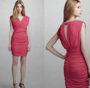 Womens Alice Olivia Red Silk Ruched Sleeveless Cocktail Dress Small - Picture 1 of 10
