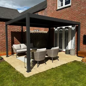 4x3m Heavy Duty Aluminium Pergola With Manual Louvre Roof - Weather Resistant - Picture 1 of 7
