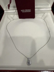 *Helzberg*Sterling Silver 18” Round Drop Cubic Zirconia Pendant  Necklace NWOT - Picture 1 of 7