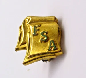 Future Secretaries of America Pin FSA Vintage Small Gold Tone Notepad Emblem - Picture 1 of 6
