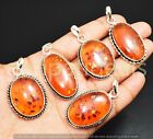 500pc Baltic Amber Gemstone Wholesale Lot 925 Silver Plated Pendant Jewelry Lots