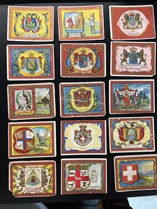 FIFTEEN T107 AMER. TOBACCO - SEALS OF THE US & COATS OF ARMS OF THE WORLD LOT 2 - Picture 1 of 2