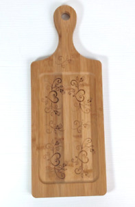 wooden decorative cutting board or serving tray heart detailing