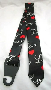 Valentine Black with Love&Hearts 2" Neck tie-Hearts Necktie Neck Tie-Brand New! - Picture 1 of 2