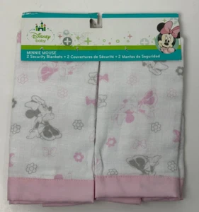 Nuevo con etiquetas Juego de 2 mantas de seguridad de muselina Minnie Mouse rosa gris blanco bebé Disney - Imagen 1 de 5