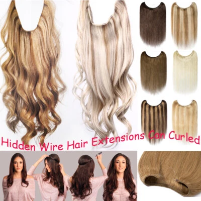 Extensiones de cabello humano Remy 100 % reales diadema secreta invisible alambre en trama J803 Foto 1 de 4